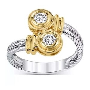 TWO TONE VIOLET HEART PROMISE RING S8